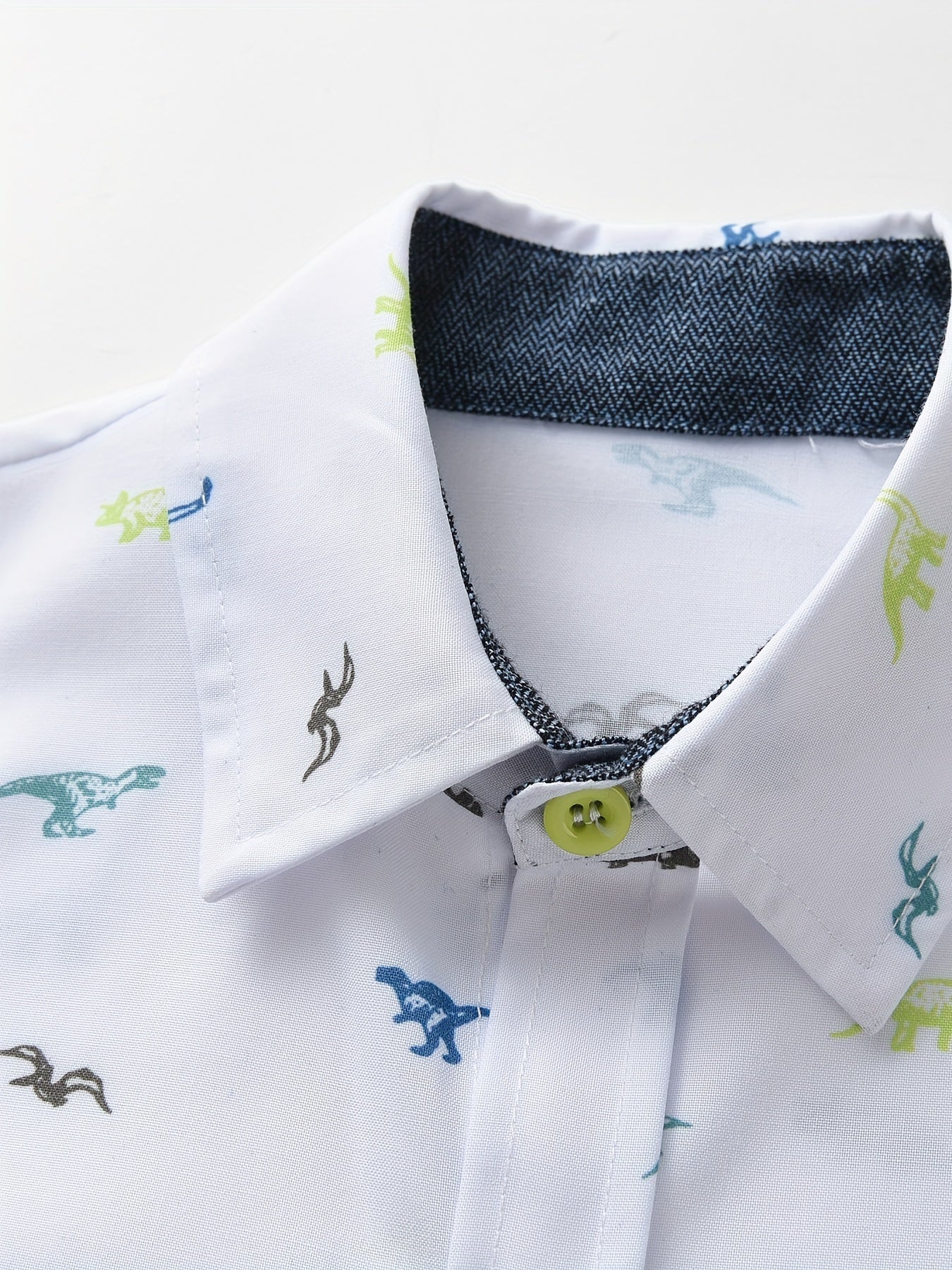 Stylish Dinosaur Boys Shirt Short Sleeve Lapel Tops for Summer