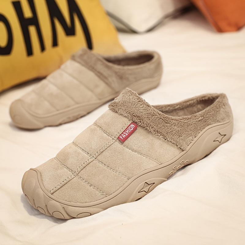 Men's Warm Fleece Non Slip Slides Slippers Comfortable Shoes
