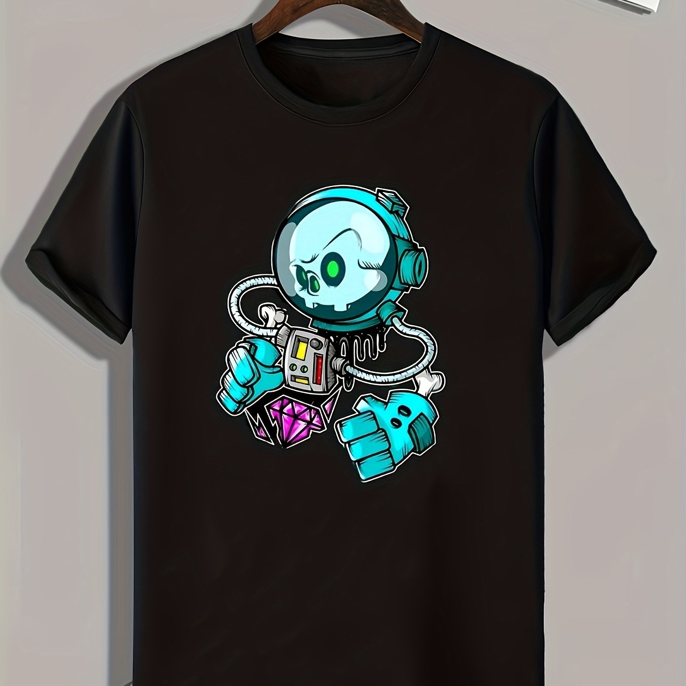 Cartoon Painting Print Men's Graphic T-shirt for Summer