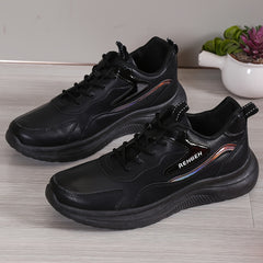Men's Solid Sneakers Comfy Non Slip Casual Lace Up Durable Shoes