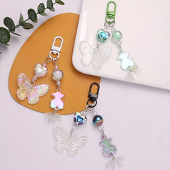 Gradient Acrylic Butterfly Key Chain for Girls