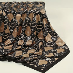 Snake Print Scarf Brown Square Satin Vintage Neckwear