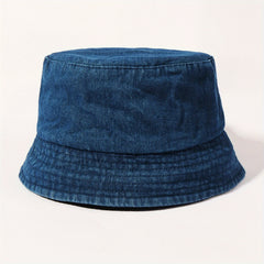 Denim Washed Bucket Hat Lightweight Solid Basin Hat Casual Sunshade