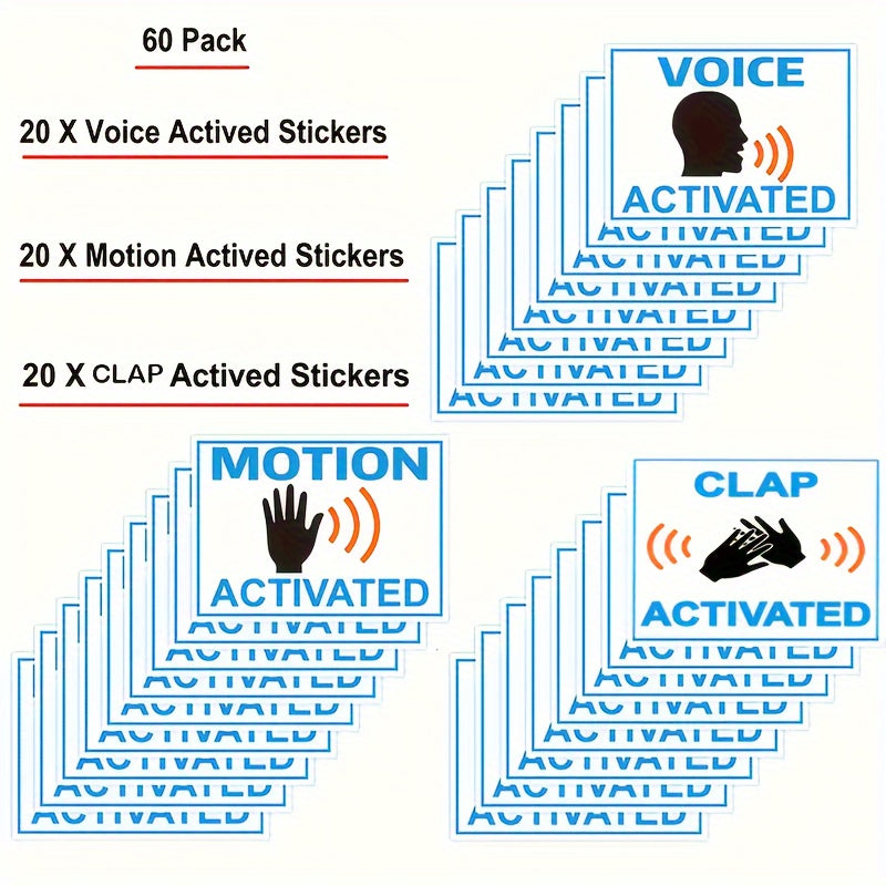 60 Activate Sound Stickers w/ Clapping Action 5.08-5.46cm Prank Joke Gift Labels