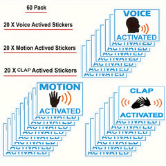 60 Activate Sound Stickers w/ Clapping Action 5.08-5.46cm Prank Joke Gift Labels