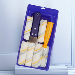 10pcs Mini Paint Roller Tool Box Set, Small Roller Frame Polyester
