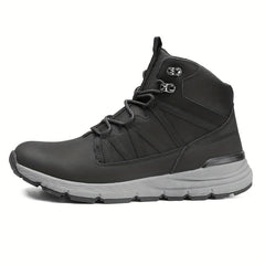 Men's Lace Up High Top Hiking Boots Anti skid PU Leather Shoes