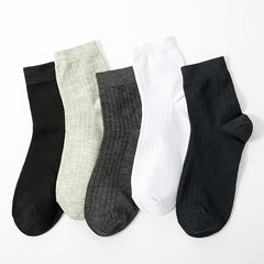 10 Pairs Men's Solid Crew Socks Breathable Comfy Casual Unisex Socks