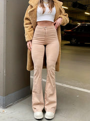 Sexy High Waist Flared Leg Pants Solid Long Length