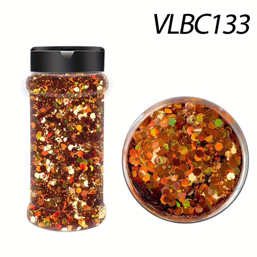 1pc Mixed Chunky Holographic Glitter for Crafts, Nails, DIY - 2oz Bottle