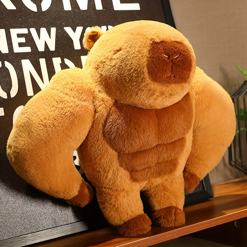 Muscle Capybara Plush Toy 19.7in Dark Brown Stuffed Animal