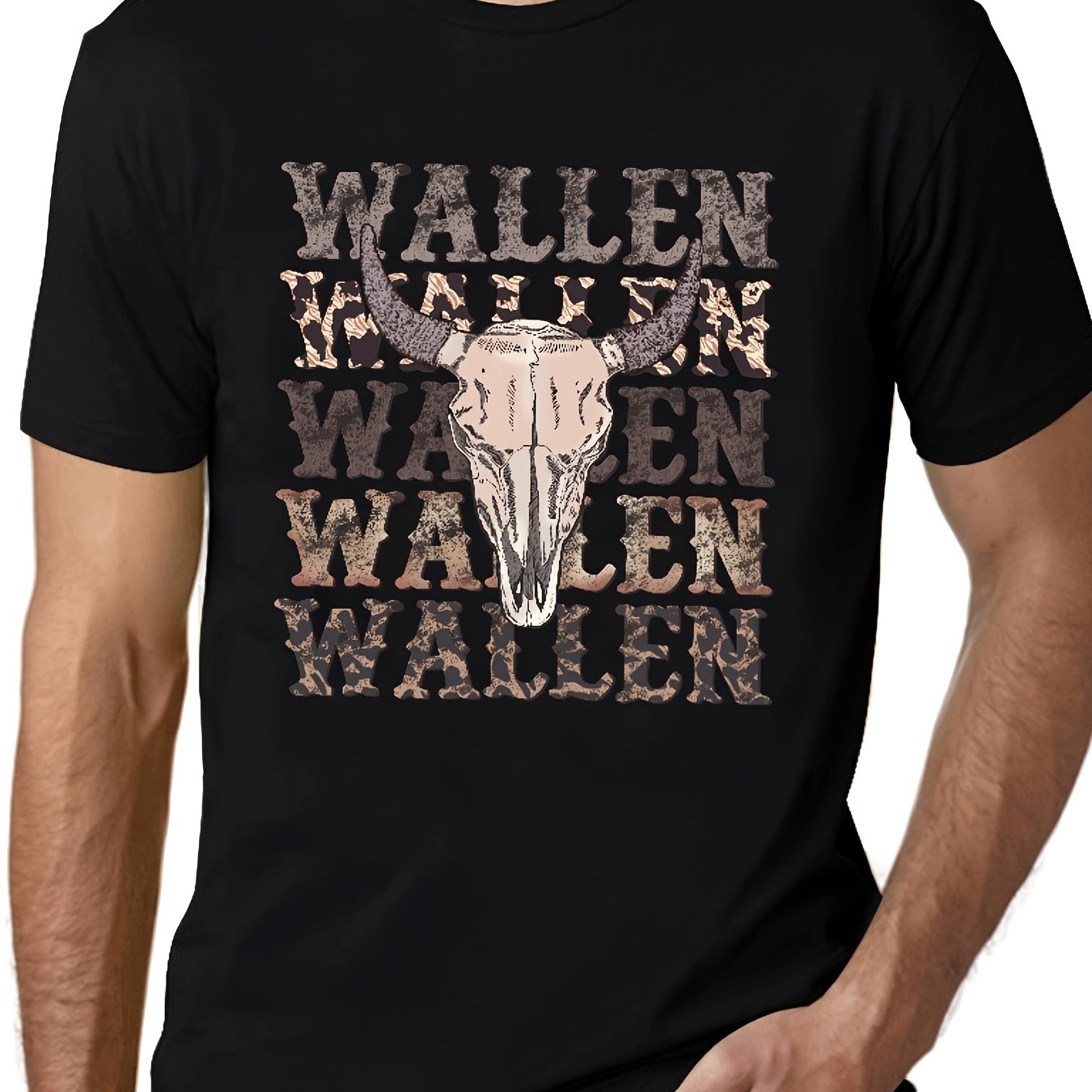 WALLEN Bull Head Pattern Print Men's Short Sleeve Tee