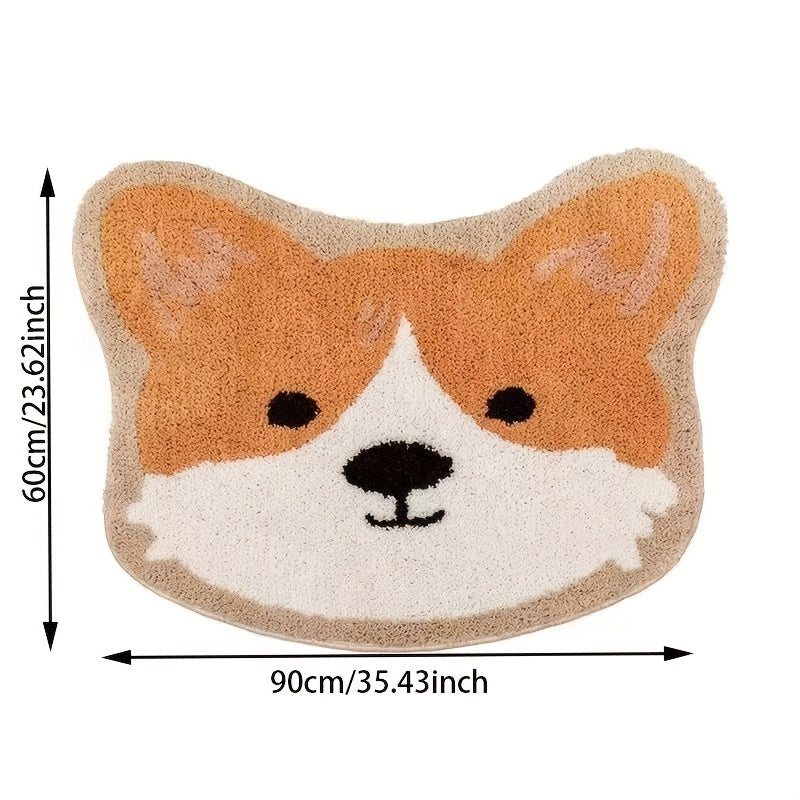 Dog Pattern Floor Mat Soft Plush Non-slip Bath Rug Machine Washable Bath Mat