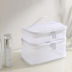 Mesh Cosmetic Bag Double Layer Toiletry Bag Travel Storage Bag