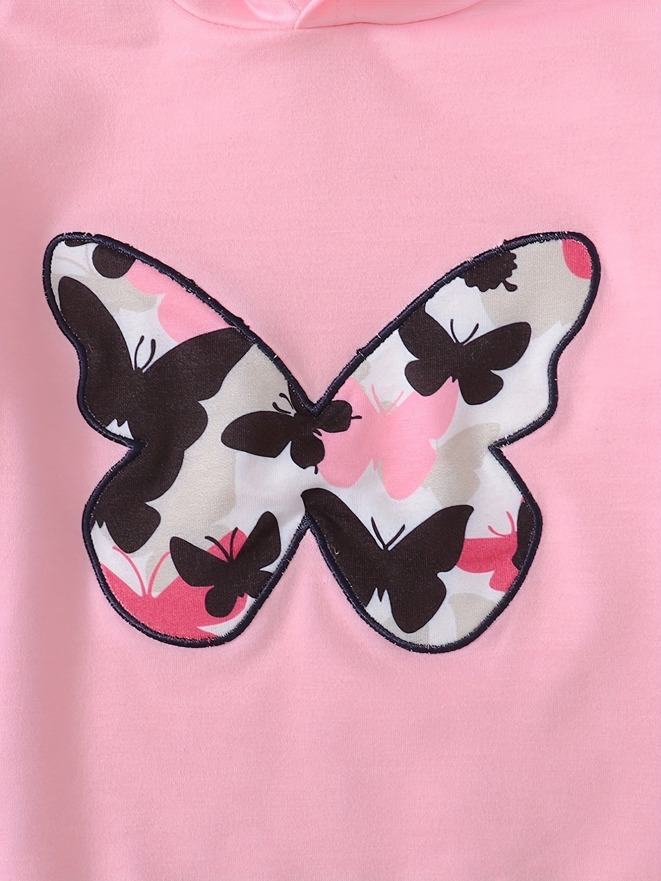 Butterfly Print Girl's 2pcs Hoodie & Sweatpants Set Kids Clothes Spring Fall