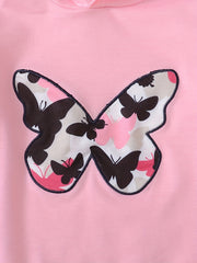Butterfly Print Girl's 2pcs Hoodie & Sweatpants Set Kids Clothes Spring Fall