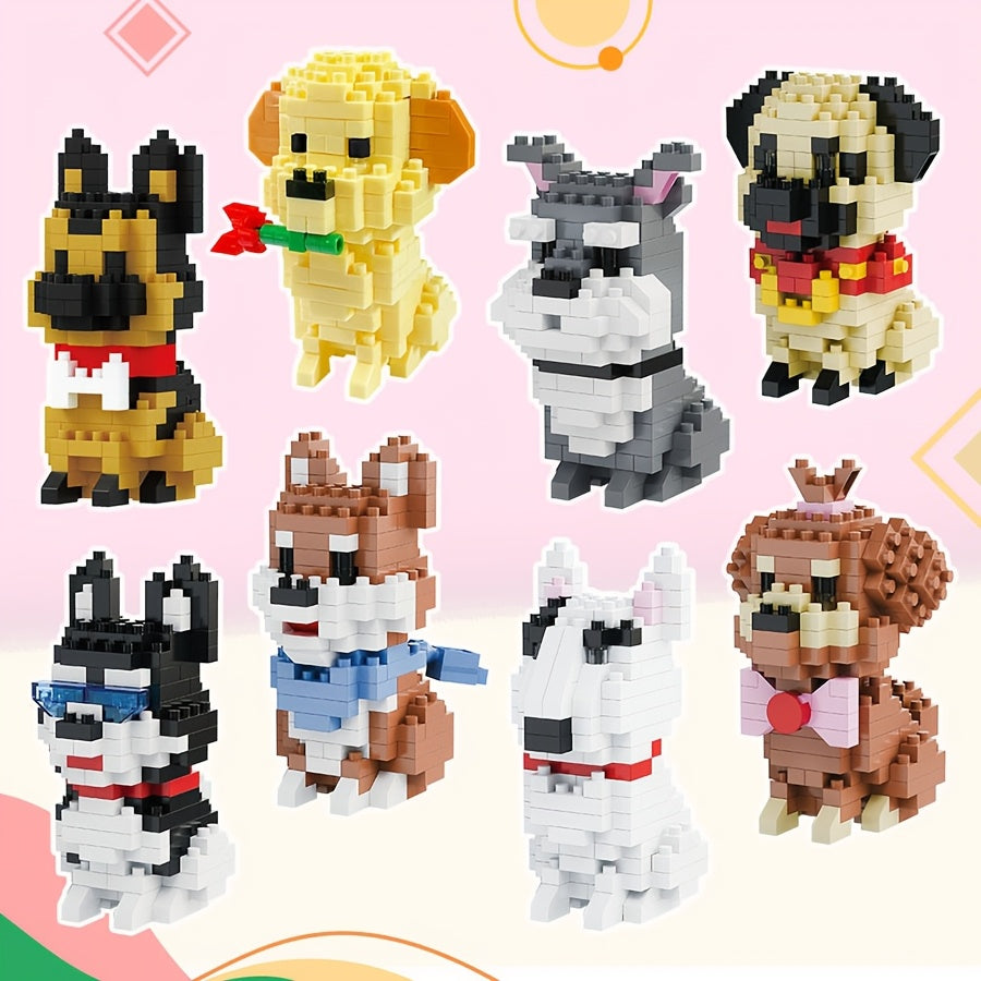Cartoon Dogs Building Blocks Mini Animals Bull Terrier Siberian Husky