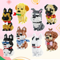 Cartoon Dogs Building Blocks Mini Animals Bull Terrier Siberian Husky
