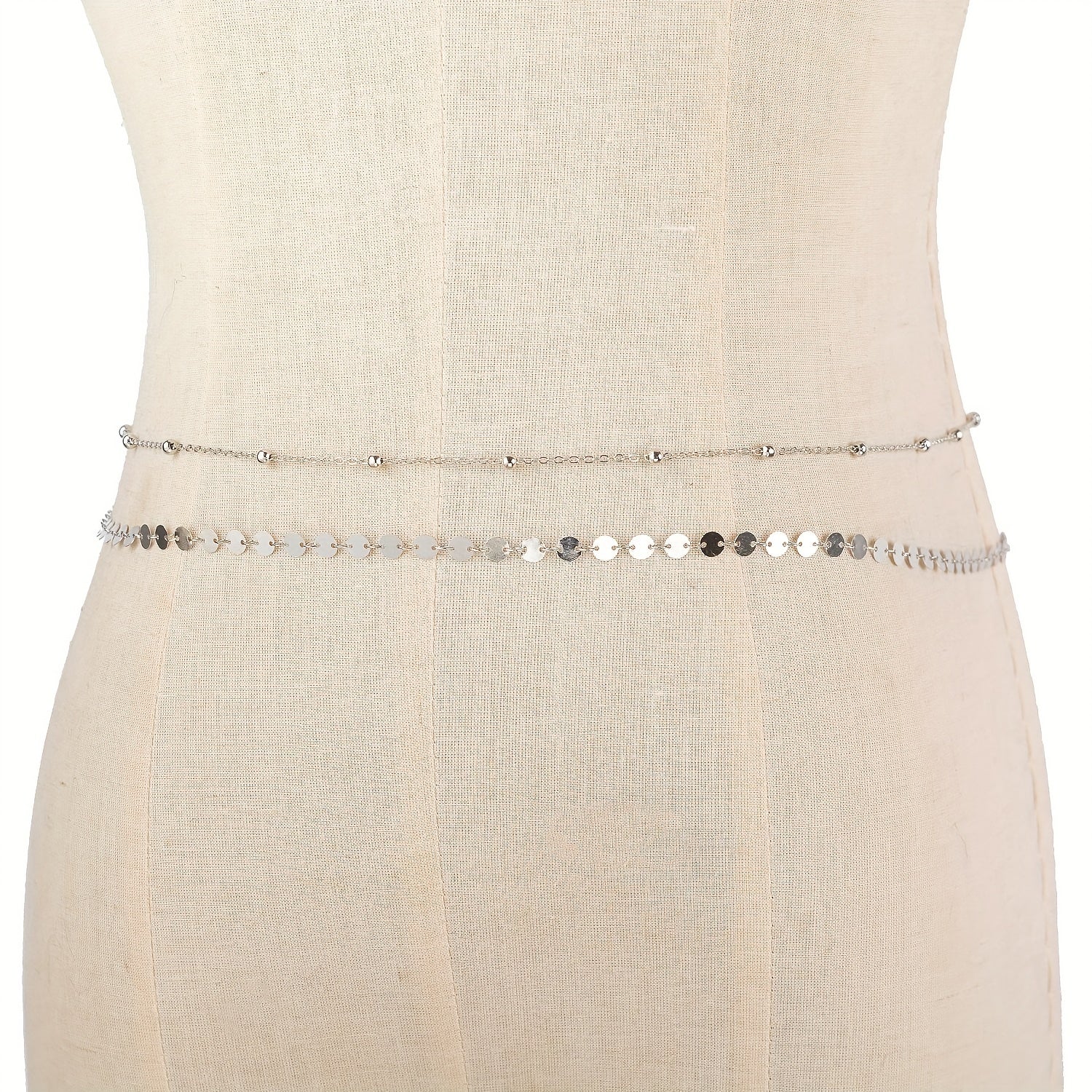 Boho Sequin Beads Sparkly Belly Chain Double Layer Waist Chain