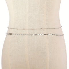 Boho Sequin Beads Sparkly Belly Chain Double Layer Waist Chain