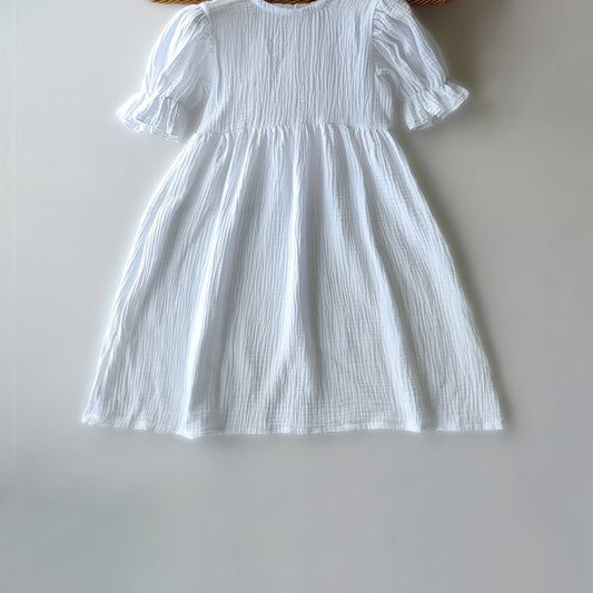Girl's Summer Pleated Ruffle Sleeve Casual Dress
