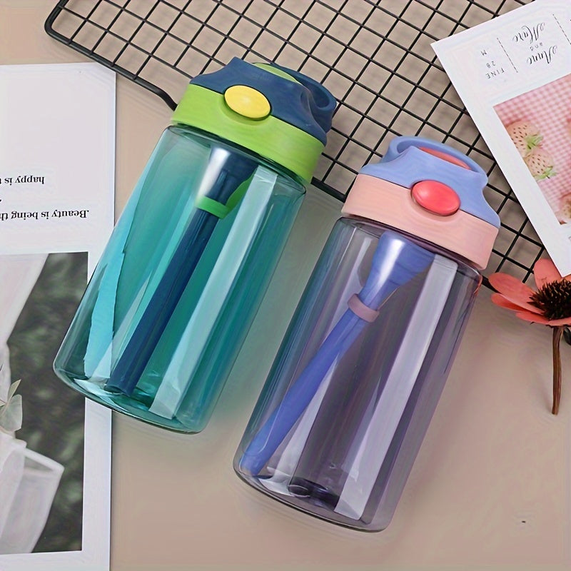 480ml Leakproof Cartoon Water Cup with Straw for Outdoor Sports