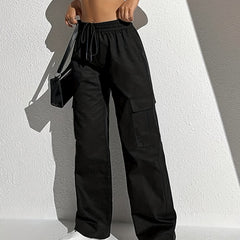 High Waisted Wide Leg Casual Pants with Drawstring