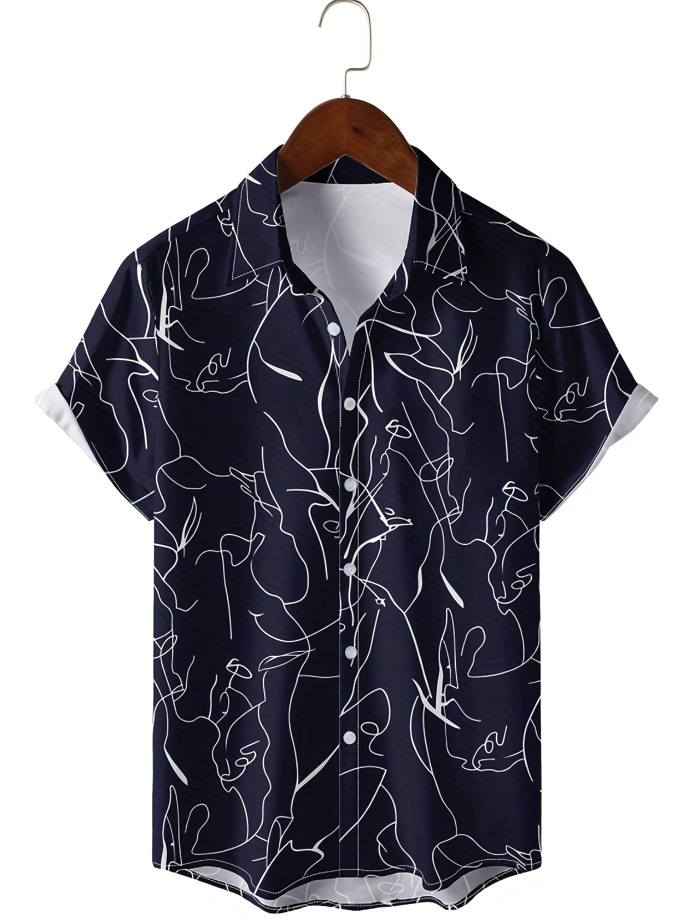 Men's Abstract Pattern Camp Collar Hawaiian Shirt