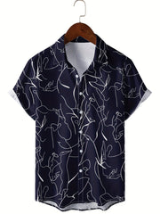 Men's Abstract Pattern Camp Collar Hawaiian Shirt