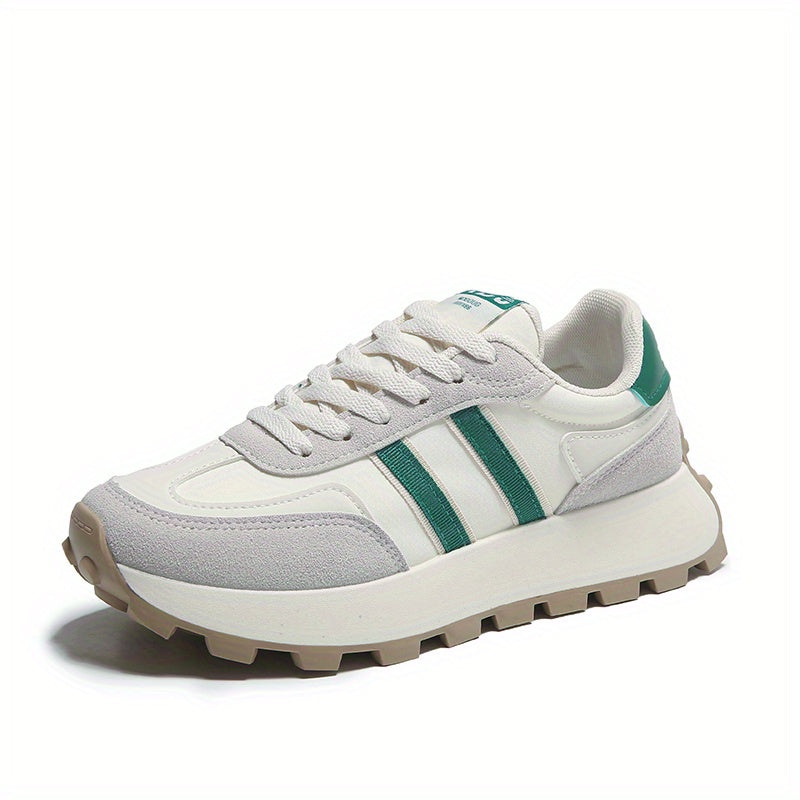 Women's Colorblock Platform Sneakers Lace Up Shoes Lightweight Running Shoes