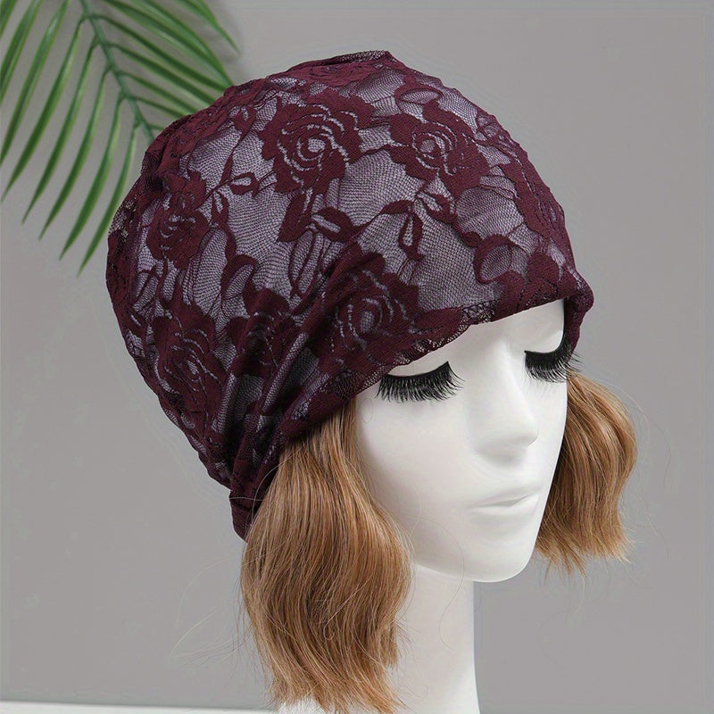 Solid Lace Beanie Cap Skull Hat Warm Chemo Hats Women