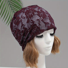 Solid Lace Beanie Cap Skull Hat Warm Chemo Hats Women
