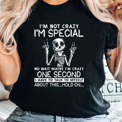 Halloween Skull & Letter Graphic Tee Crew Neck Casual Sports T shirts