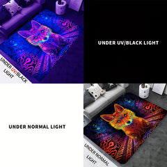 Fluorescent Pet Pattern Rug, UV Reactive, Non Slip Large Mat