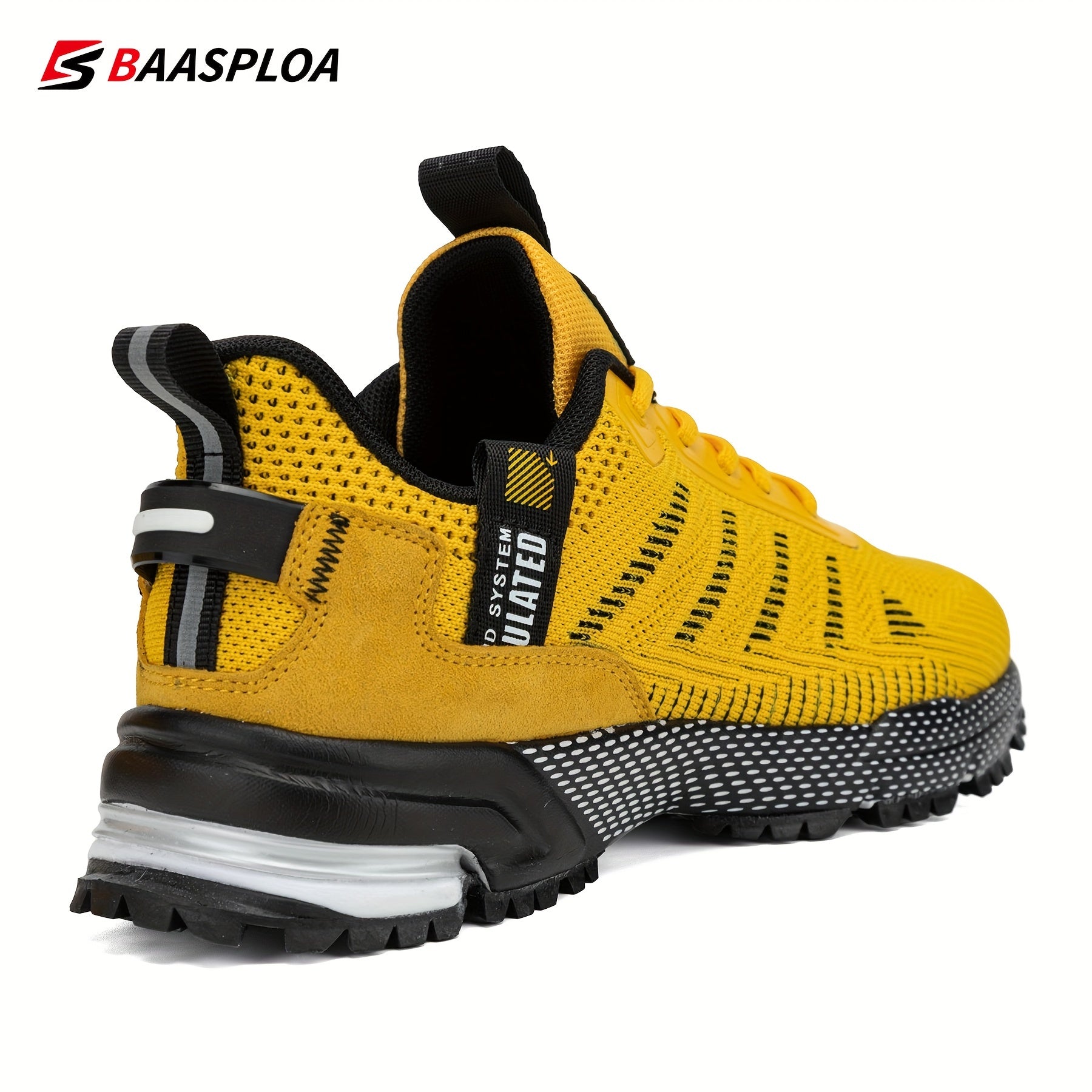 BAASLPOA Men's Knit Breathable Running Shoes for Outdoor Jogging