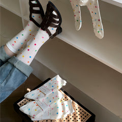 Girls Kids Polka Dot Crew Socks Breathable Comfy Children s Socks