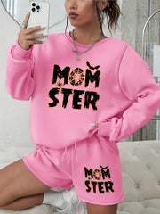 Halloween 2pcs Set Graphic Sweatshirt & Shorts Outfit