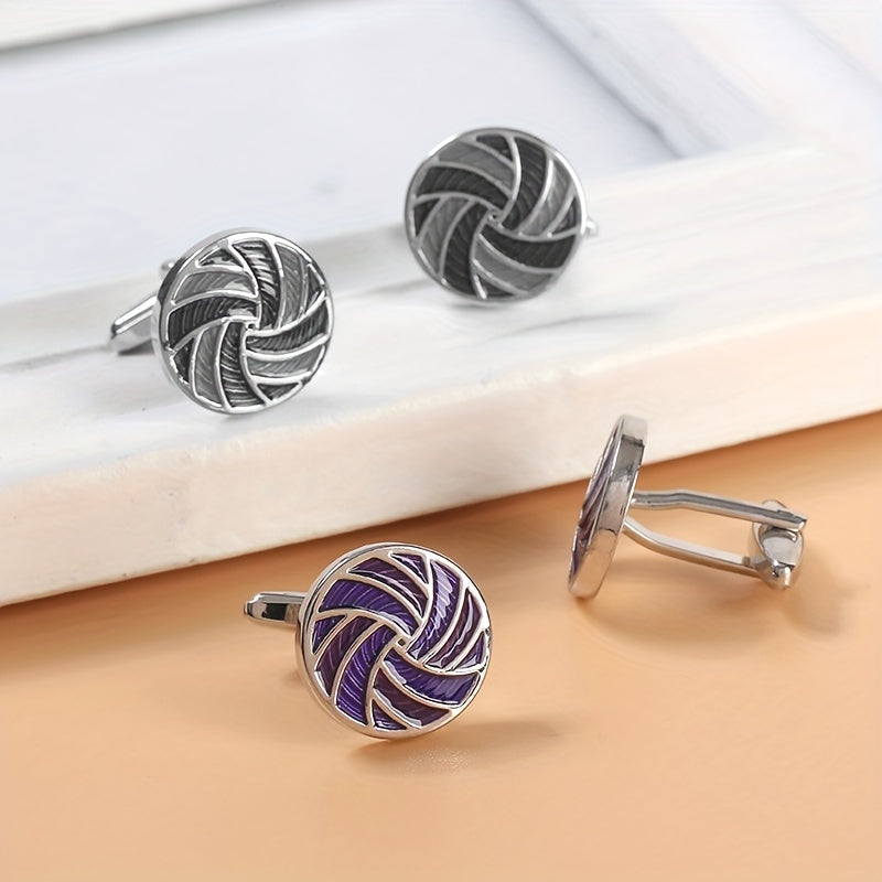 Round Gradient Drip Oil French Cufflinks Men's Shirt Suit Cuff Nails