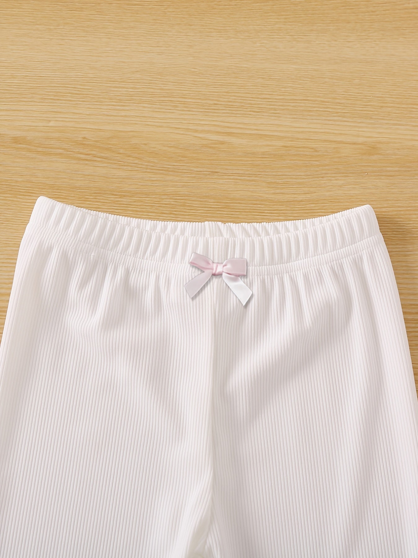3pcs Girls Ribbed Leggings Set Kids Casual Tights Pants