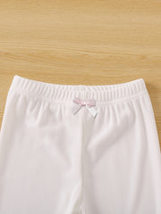 3pcs Girls Ribbed Leggings Set Kids Casual Tights Pants
