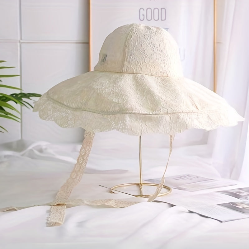 Floral Lace Sun Hat UV Protection Travel Beach Hat