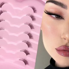 7 Pairs Fox Eye Lashes Mixed Length D Curling Natural Looking Synthetic Mink