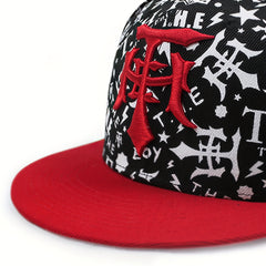 Men's Flat Brim Baseball Cap Embroidered Street Style Hat