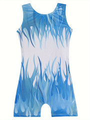 Flame Graphic Gymnastics Suit Ballet Leotard