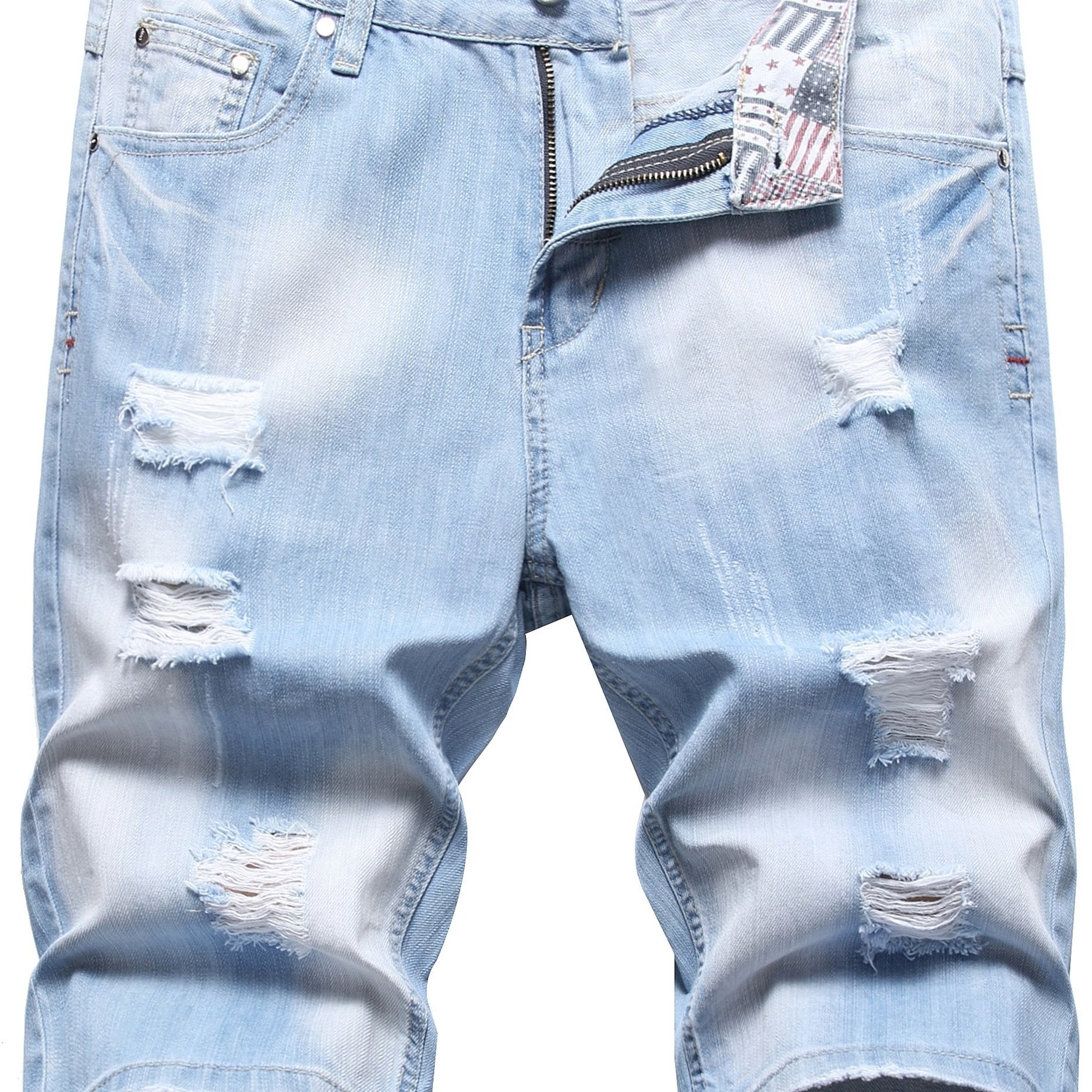 Men's Distressed Denim Shorts Casual Street Style Summer Wear