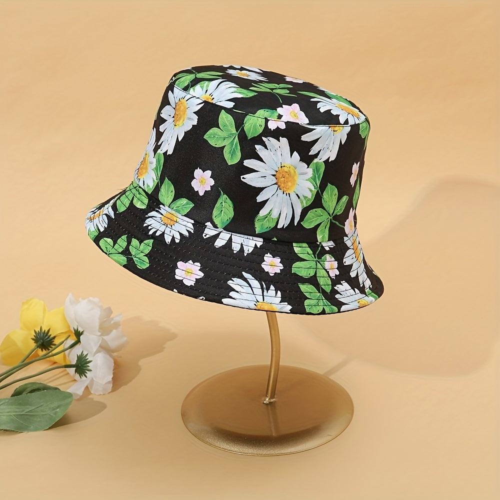 Daisy Print Sunshade Bucket Hat for Men and Women