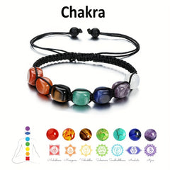 7 Chakra Stone Yoga Bracelet Reiki Healing Crystal Gemstone Rope