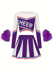 Long Sleeve Cheerleading Outfits Girls Comfy Set For Party Sports Performance