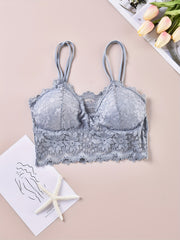 3pcs Lace Wireless Bras Scallop Trim Lingerie