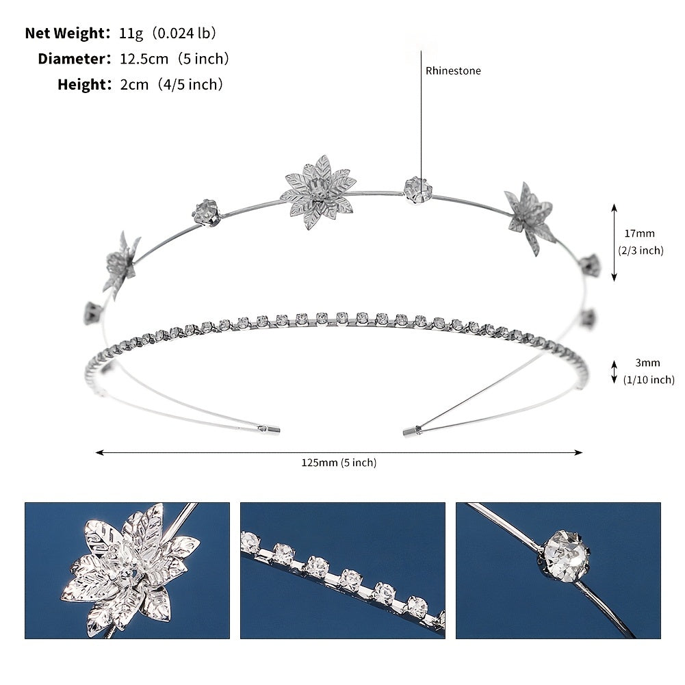 Crystal Bridal Tiaras Crown For Women Zircon Bridal Crown Silvery